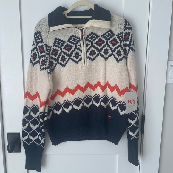 Kari Trad Agnes Knit half-zip wool-blend women's pullover size Large - Picture 5 of 13